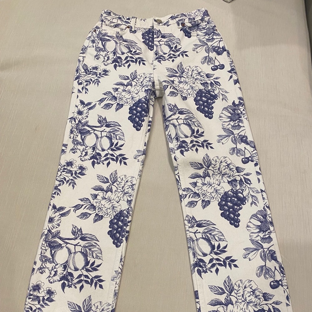 Cynthia Toile High Rise Straight Jeans